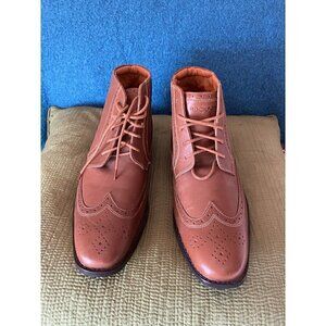 New ROCKPORT Boots Men's 9.5M Brown Leather Wingtip Chukka Lace Up Shoes No Box
